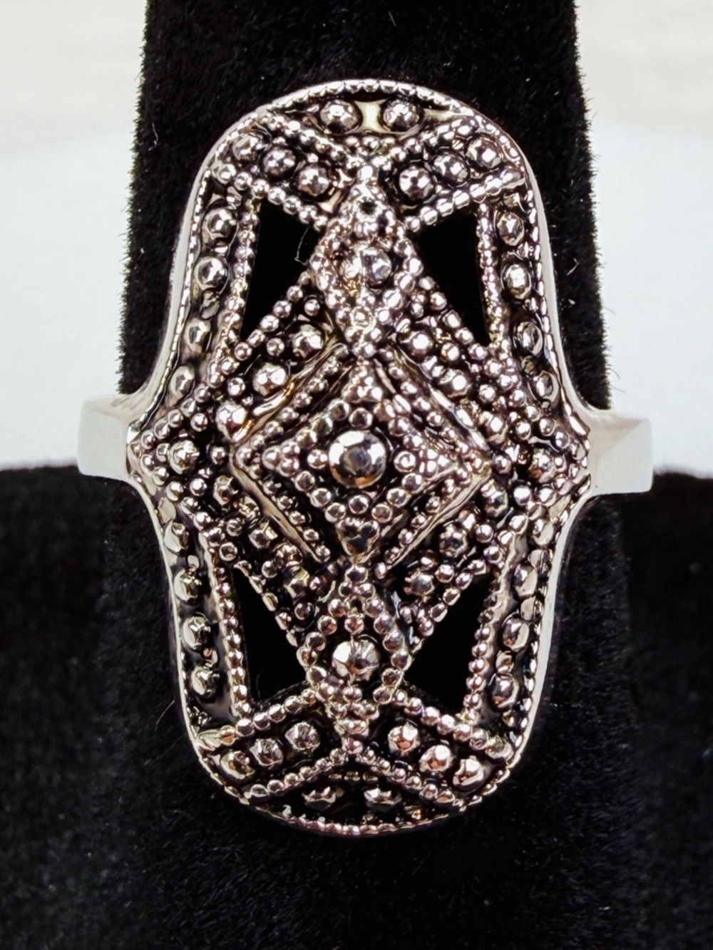 Vintage Boho chic Silvertone costume ring size 5